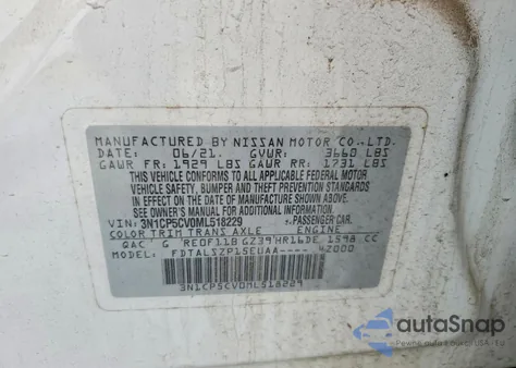 2021 Nissan Kicks Sv from USA, damaged, VIN 3N1CP5CV0ML518229